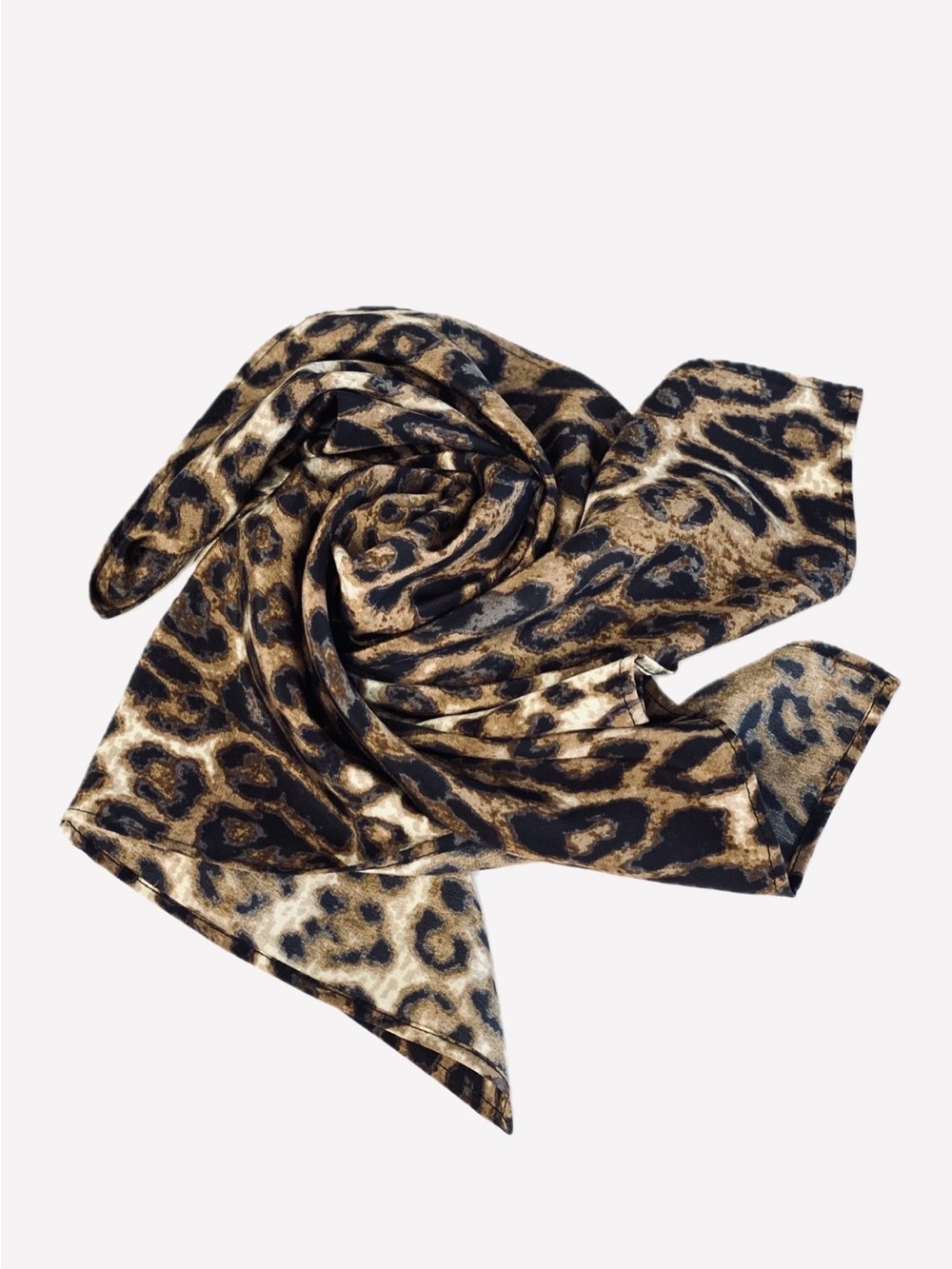 NWT SILKLETTE Animal Print 100% Fine Silk Kerchief Scarf CREAM/BROWN/BLACK - Picture 7 of 7